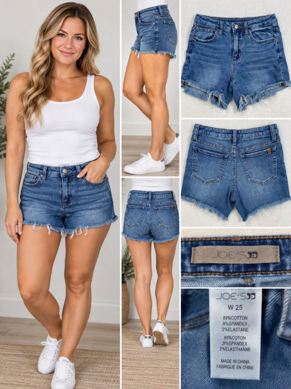 Joe’s Jeans Janessa W25 5" Mid Rise Frayed Denim Cutoff Shorts